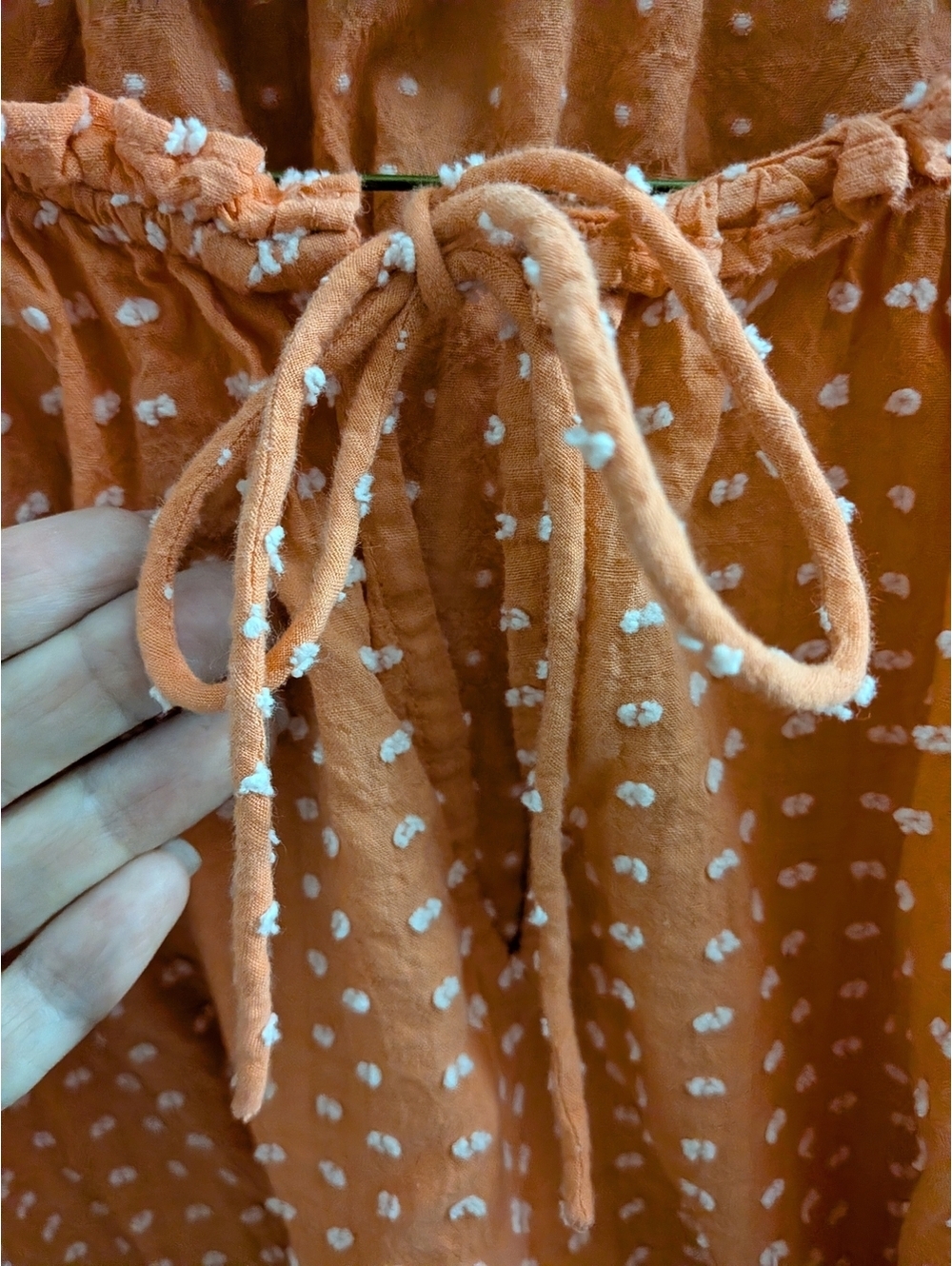 LOFT Small Coral Tie Neck Blouse Boho Chic Peasant Cottagecore Casual Smocked - Picture 4 of 6